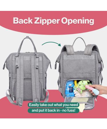 Babbleroo Multifunctional Diaper Bag Backpack - Large Baby Bag with Diaper Pad Stroller Belt & Pacifier Pocket - Gray - Buy Online on GoSupps.com