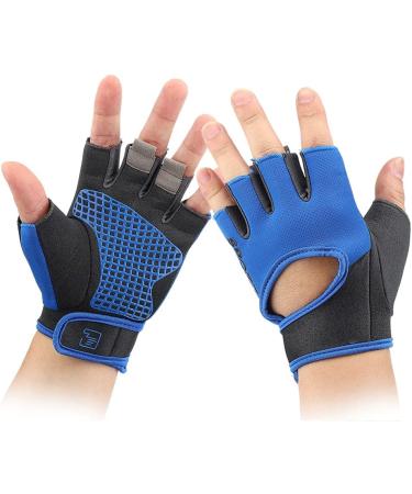 Breathable Blue Cycling Half-Finger Gloves for Men - Wear Resistant | Ideal for Cycling & Mountaineering (Size L) - Buy Online on GoSupps.com
