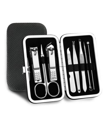 Nail Clippers Set Nail Clipper Set Black Stainless Steel Nail Manicure Tools Home Beauty Nail Set Travel Portable Gift Box Nail Set 8 Pieces (Color : A)
