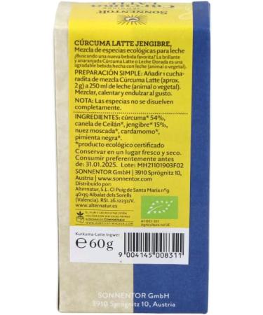  Sonnentor Sonnentor Organic Turmeric Ginger Latte Golden Milk 60g Box - Buy Online on GoSupps.com