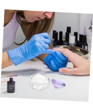 Beavorty nail art crystal cup acrylic nail glassware powder dappen dish bowl nail glass cup glass nail acrylic terrarium Nail Art Cleaning Tool with cover purple equipment White crystal - Buy Online on GoSupps.com