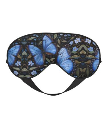 SSIMOO Blue Butterflies Sleep Mask-Adjustable Breathable Fashionable Eye Mask for A Comfortable Sleep Experience Black