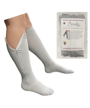 Closed Toe Grey 20-30 mmHg Zipper Compression Calf Leg Circulation Sock 4X-Large