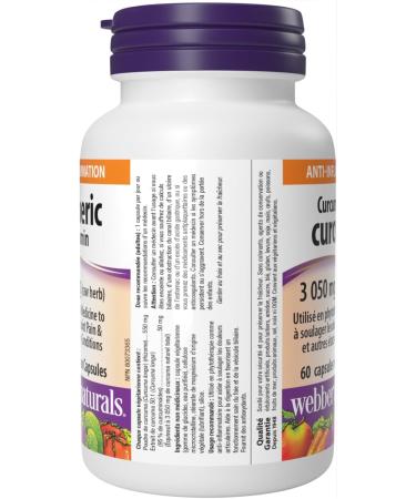 Webber Naturals Turmeric Curcumin 3 050 mg of Raw Herb 60 Capsules Digestion Joint and Antioxidant Support Vegan - Buy Online on GoSupps.com
