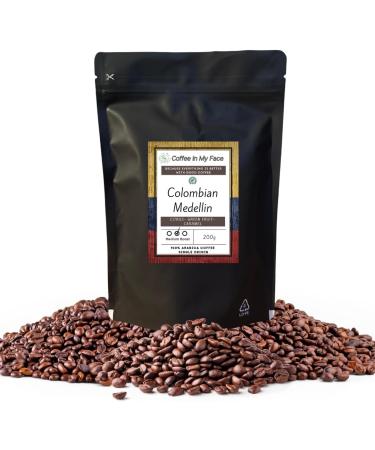 Coffee In My Face - Colombian Medellin Freshly Roasted Whole Coffee Beans | Medium Roast | Single Origin 100% Arabica Coffee Beans (200 grams) Whole Bean - Buy Online on GoSupps.com