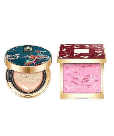 CATKIN 2Pcs Makeup Set Includes BB Cream Air Cushion Foundation C01 and Cheek Blush C01