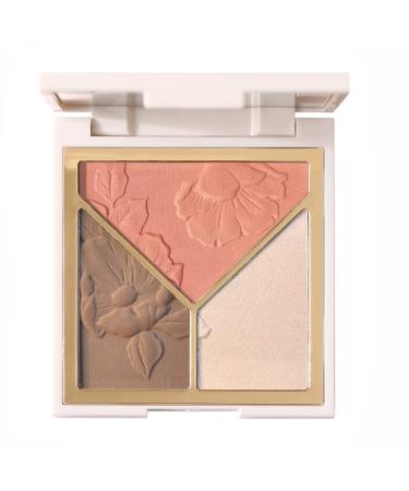 3-in-1 Makeup Palette: Highlighter, Contour, Blush - Matte Shimmer Glow | Face Illuminator Powder for Bronzer & Silky Contouring - Compact & Brillliant Finish - Buy Online on GoSupps.com