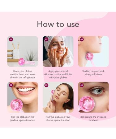 Hana Emi Ice Globes - Stainless Steel Facial Massage Balls for Headaches Swelling & Red Spots - 2 Pieces Pink Eye Care Globes - Buy Online on GoSupps.com