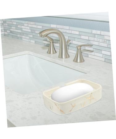 Amosfun 2pcs Draining Soap Dish Sponge Dish Hidden Valance Clips Soap Holder Self Draining Bar Soap Dish Self Draining Soap Holder for Bath Soap Stand Sponge Holder Marbling Ceramics White - Buy Online on GoSupps.com
