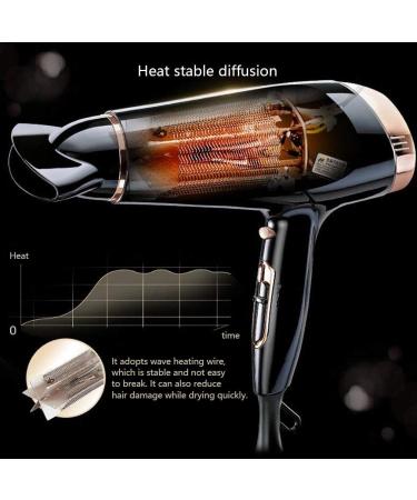 2200W Professional Salon Hair Dryer with Concentrator Diffuser & Comb Powerful Hairdryer Fast Drying Blow Hair-Dryer AC Motor 2 Speed and 3 Heat Cold Shot Button Light Quiet for Women Men Black - Buy Online on GoSupps.com