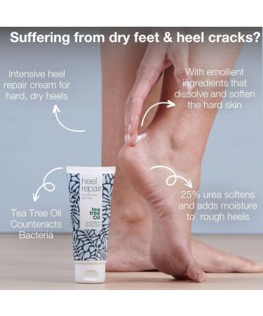 Australian Bodycare Cracked Heel Repair Cream 100ml | Tea Tree Oil Myrtle | 25% Urea | Hard Skin Remover | Cracked Heel Balm - Buy Online on GoSupps.com