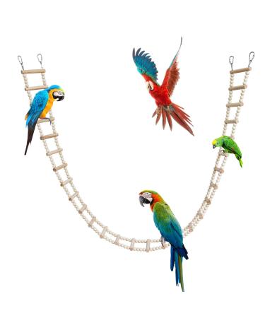 Bird Parrot Ladder Bridge Wooden Bird Climbing Swing Toys Bird Perch Stand Toys Pet Bird Cage Accessories Wood Climbing Ladders for Rats Hamster Squirrel Sugar Gliders Budgie (28 Ladders)(157 CM) 28 Ladders/157 CM