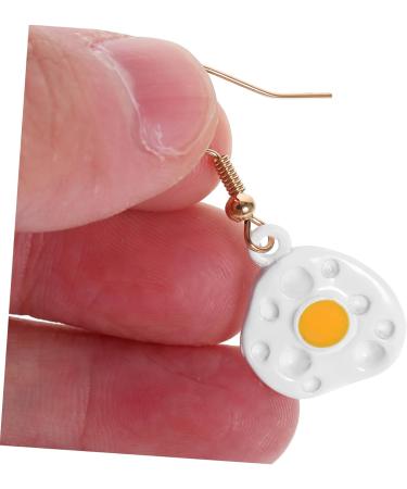 1pair Circle Earrings Jewelry Red Earrings Women s Earrings Simple Stud Miss Fried Eggs Asymmetrical 2.7X1cm White - Buy Online on GoSupps.com