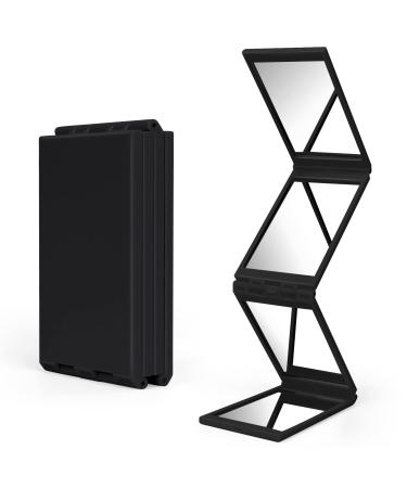 Arqumi Portable Makeup Mirror for Travel  4 Panel Foldable Cosmetic Mirror  Multi-Angle Compact Mirror for Makeup  Black