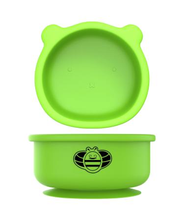 Bee Bright Baby and Toddler Suction Bowl for Weaning Strong Suction No More Meal Time Mess Stay Put Bowl with Suction Dishwasher Safe (Green)