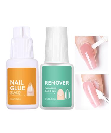 Peufcmi Nail Glue Remover for Pressed Nails Long-Lasting Strength and Quick Removal | Strong Hold Gel Nail Glue with Remover | For Women and Girls Beginners Daily Use and Travel