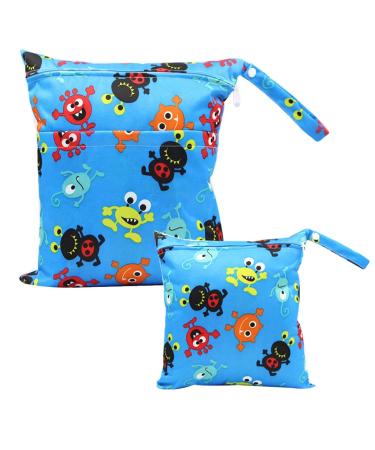 Egurs diaper bag for on the go wetbag 1 piece large + 1 piece medium blue