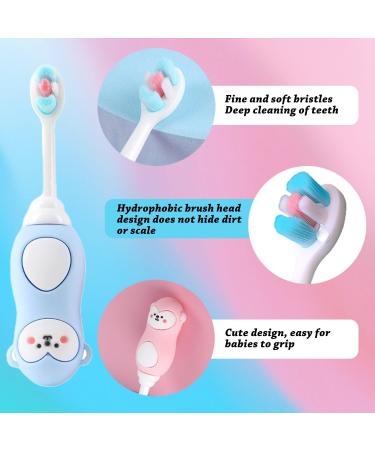 AOOTUERL Baby Toothbrush Set - 2 Pcs Extra Soft Bristles for Kids Ages 1-5 | Blue & Pink - Buy Online on GoSupps.com