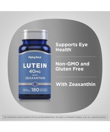 Piping Rock Lutein and Zeaxanthin Supplement | 40 mg | 180 Softgels | Eye Vitamins from Marigold Flower Extract | Non-GMO Gluten Free - Buy Online on GoSupps.com