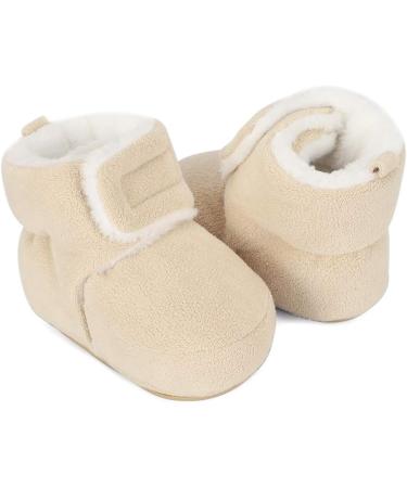 MASOCIO Baby Winter Warm Booties - Anti-Slip Soft Sole Boots for Infant Boy Girl 6-12 Months (Beige) - Buy Online on GoSupps.com