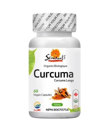 Sewanti Organic Curcumin Extract 95% with Black Pepper Indian Long Pepper and Ginger for Joint Pain Liver protectant Curcumin extract NPN 80070675 60 Vegan Capsules
