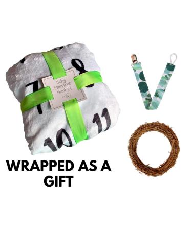 Baby Monthly Milestone Blanket Set | Includes Wooden Wreath and Pacifier Clip | 1-12 Months | Premium Soft Fleece | Photography Prop for Newborn Boy & Girl - Buy Online on GoSupps.com
