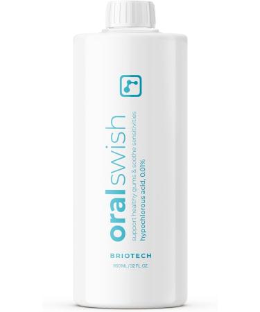 BrioCare Oral Swish  Natural & Vegan Oral Care  Gentle Hygiene Mouthwash Rinse  Fight Bad Breath  Plaque & Cause of Gum Disease  Support Tender Gums  Alcohol Free  Pure Hypochlorous HOCl by BRIOTECH 32 Fl Oz (Pack of 1...