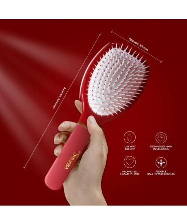 Paddle Hair Brush Detangler for Natural Curly Straight Wet/Dry Hair - Rose Red - Buy Online on GoSupps.com