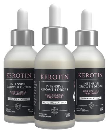 Kerotin Hair Growth Serum - Intensive Hair Growth Drops Treatment - Boost Natural and Healthy Hair Growth, Increase Hair Density, Reduce Hair Loss - Promotes Longer and Thicker hair. 3 Month
