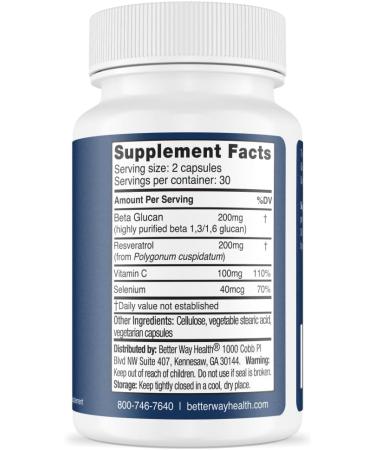 Better Way Health Advanced Immune Readiness 1 3/1 6 Beta Glucan with Vitamin C Selenium & Resveratrol Immune Support Supplement for NK Cells & Phagocytosis 60 Capsules - Buy Online on GoSupps.com