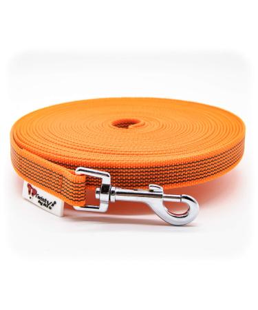 Twinkys Dog Style tow leash rubberized 20 mm wide for dogs up to 50 kg - without hand loop 25 meters orange made in Germany 25 meters orange 20 mm to 50 kg