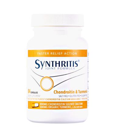SYNTHRITIS Calcium Chondroitin and Organic Turmeric 28-Day Servings in 84 Capsules 3-Capsule Serving Cost is $1.43