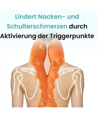 Neulleben Therapy Trigger Point Massage Device - Original Back Extension & Neck Cushion for Upper Back & Shoulder Relaxation - Effective Trapezius & Neck Massage - Orange - Buy Online on GoSupps.com