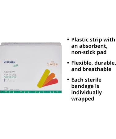 Buy McKesson Kids Adhesive Bandages - Neon Sterile Plastic Strips 100 Count (24 Packs) | International Shipping - Buy Online on GoSupps.com