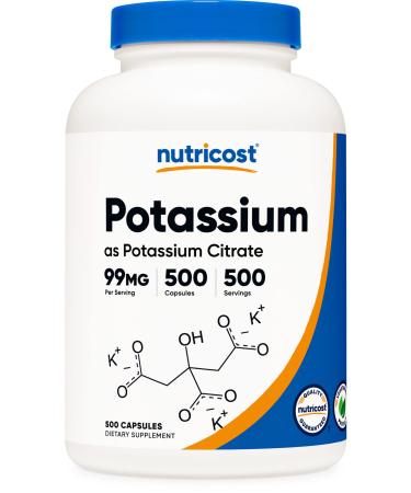 Nutricost Potassium Citrate 99mg, 500 Capsules 500 Count (Pack of 1)