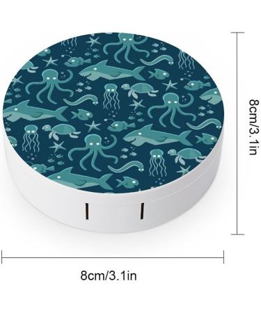 Shark Octopus Sea Turtle Cute Contact Lens Case | Portable Travel Storage Box with Mirror - Perfect for Daily Outdoor Use - Buy Online on GoSupps.com
