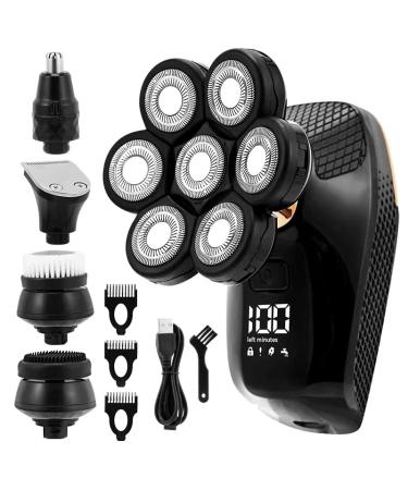 Head Shavers for Bald Men 7D Independently Electric Shaver For Men 7 Cutter Floating Head Waterproof Electric Razor Multifunction USB Charge Trimmer (Color : 5-in-1 with box)