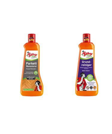 Poliboy parquet Renovier Seidenmatt + Grundreiniger - Perfect Set for maintaining matt parquet floors - 2x 500ml (1000ml) - Made in Germany parquet Renovier Seidenmatt + Grundreiniger 1 L (1 Pack)