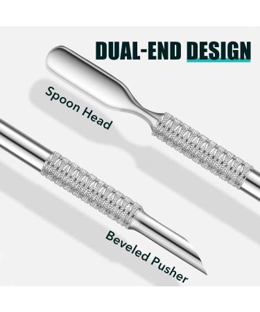 Cuticle Pusher Dual Sided - Stainless Steel Spoon End Wedge End Nail Cuticle Pusher Tool for Salon & Home Use - Buy Online on GoSupps.com
