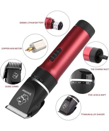 Sminiker Low Noise Rechargeable Pet Clippers Kit - 5 Speed Grooming Set for Cats and Dogs with Storage Bag - Buy Online on GoSupps.com