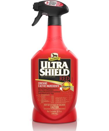 Absorbine UltraShield Red Fly Spray 32oz Quart - Long-lasting Insecticide & Repellent for Horses & Livestock - Buy Online on GoSupps.com