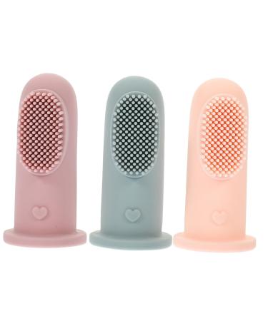 minkissy 3 pieces toothbrush tongue cleaner teether tooth toy toothbrush for tooth finger brush massager