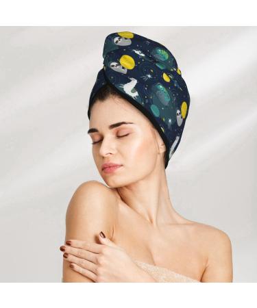 Hair Towel Wrap for Quick Drying | Towel Turban with Button - Space & Animals Design - Buy Online on GoSupps.com