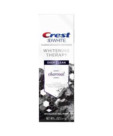 Crest Charcoal 3D White Toothpaste  Whitening Therapy Deep Clean with Fluoride  Invigorating Mint  5.2 Ounce