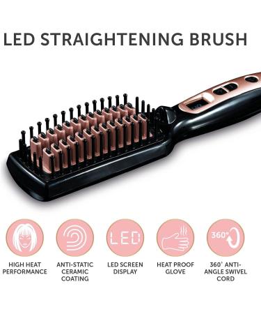 Carmen C81058 Noir Straightening Brush with LED Screen - Black & Rose Gold - Buy Online on GoSupps.com