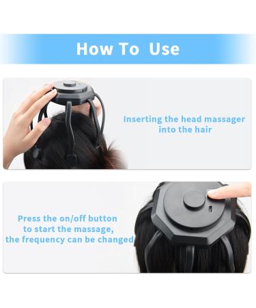 Recharged Black Scalp Massager - 8 Vibrating Contacts for Stress Relief & Relaxation - Perfect for Quick Sleep - Buy Online on GoSupps.com