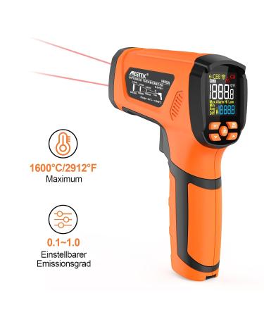 Infrared Thermometer Mestek -40 C to 1600 C | Digital Laser Temp Gun with K-Probe | Touchless LCD Alarm | Adjustable Emission - Ideal for Kitchen & Industrial Use - Buy Online on GoSupps.com