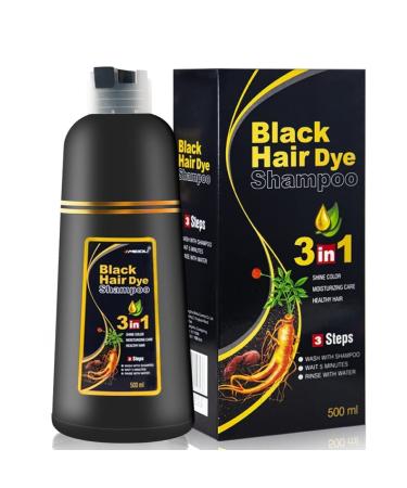 AUTUMEGE Black Instant Hair Color Shampoo for Gray Hair - Easy Hair Dye Shampoo 3 in 1-100% Grey Coverage - Herbal Coloring in Minutes for Women & Men (Black)