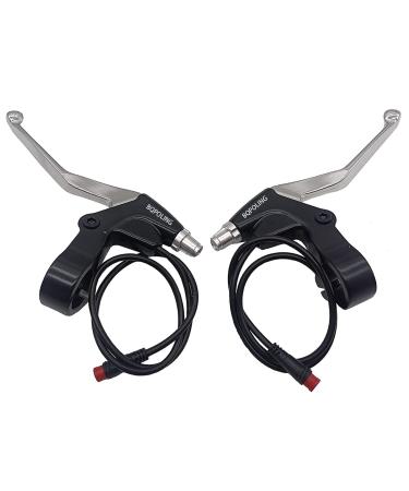 BQPOLING Waterproof Electronic Brake Lever Set for Electric Bicycle Bike (Black & Silver)
