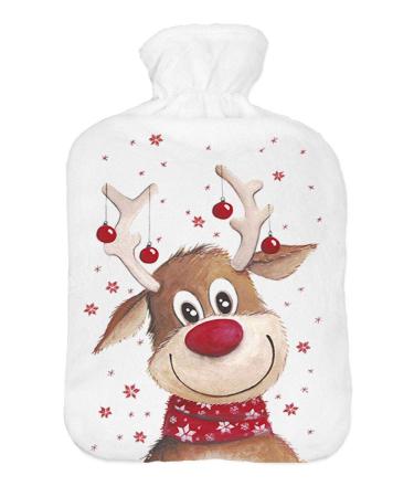 Hot water bottle with sweater cover 2 litre hot water bottle with beautiful fleece print cover rubber hot water bottle with reindeer lid 092